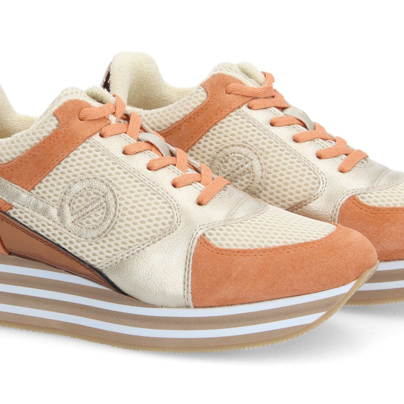 PARKO JOGGER W - MESH/SDE/NACRE - OFF WHITE/LIGHT BROWN/GOLD